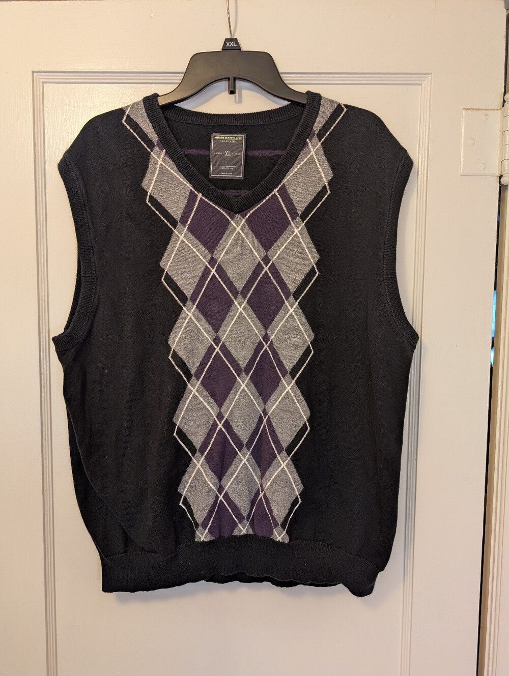 Argyle Knit Vest - Black & Purple - Unknown Brand